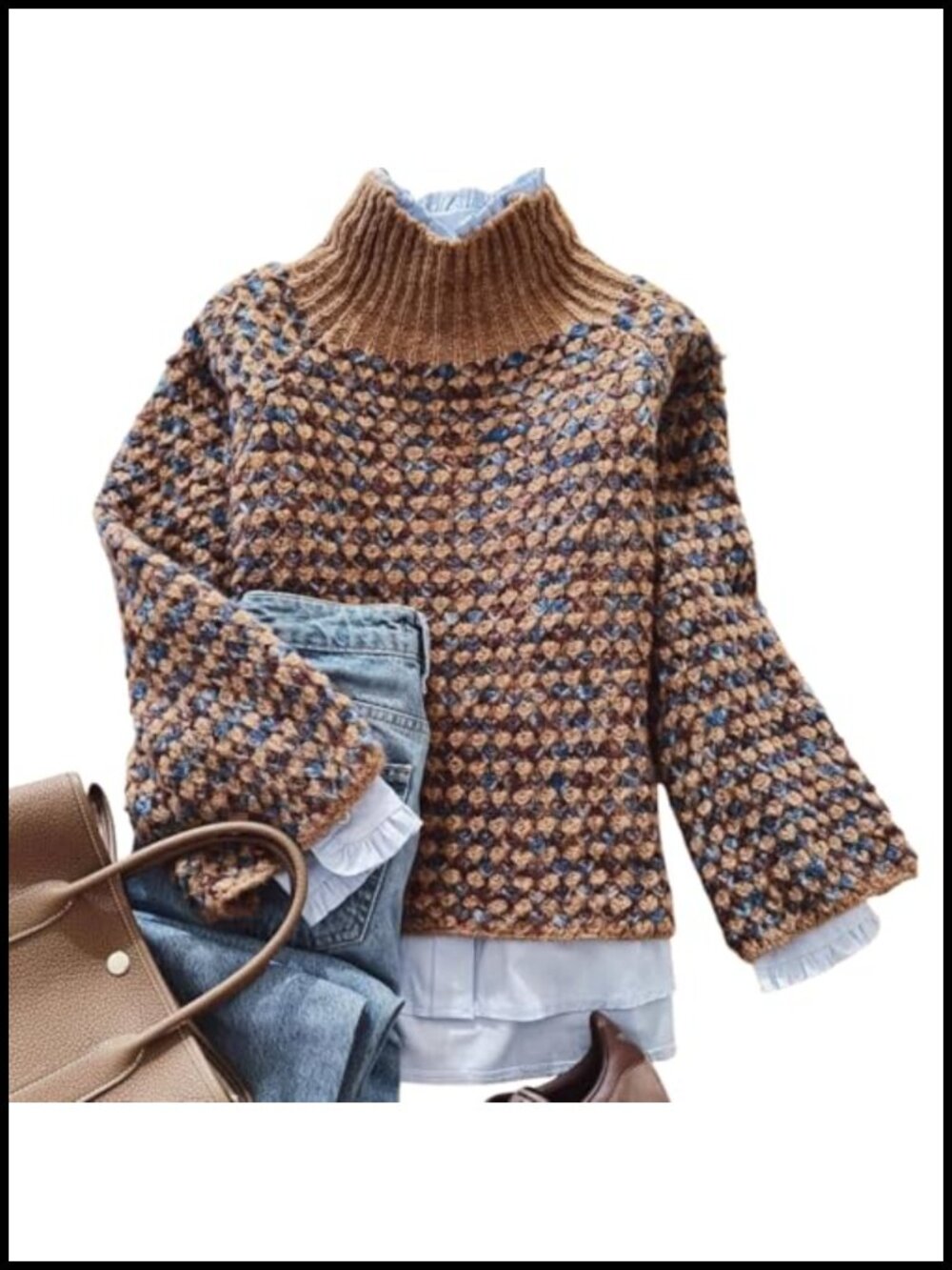 Chunky Mock Neck Pullover Sweater for Women